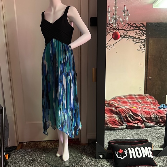 Ricki's Black and Blue Asymmetrical A-Line Midi Skirt - Picture 1 of 6